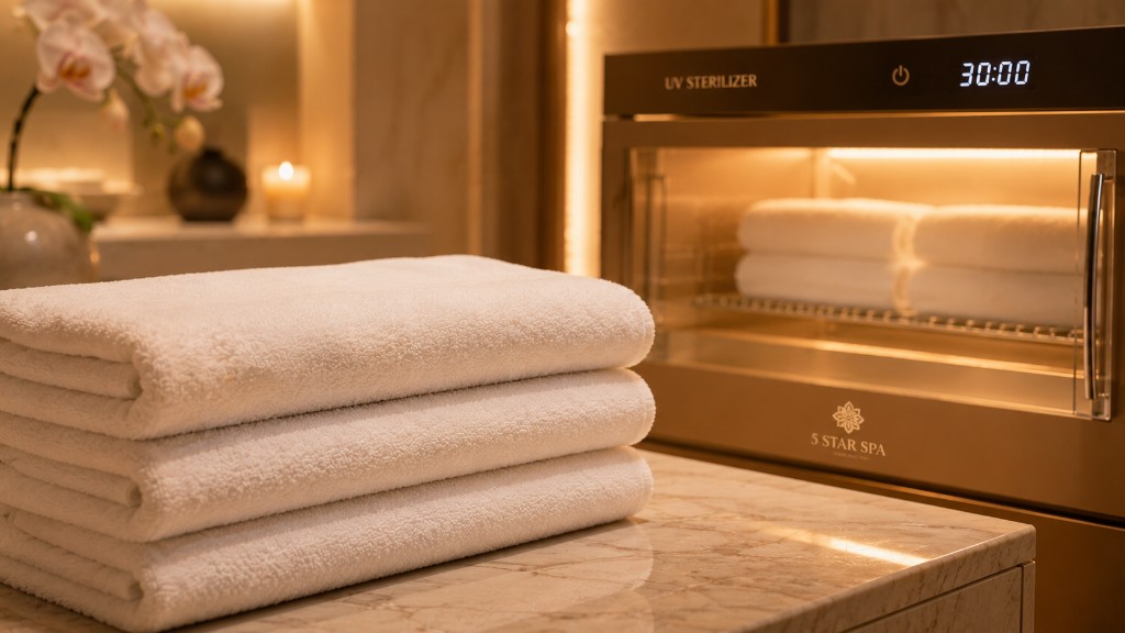 Fresh linens and UV-sterilized spa tools at 5 Star Spa